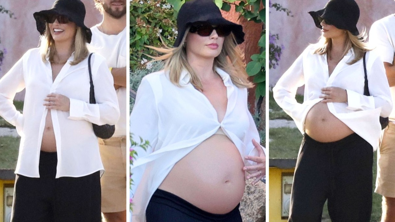 Margot Robbie Proudly Displays Baby Bump During Sardinia Holiday