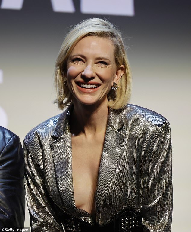 Cate Blanchett Dazzles in Silver and Black Gown at Toronto International Film Festival Premiere