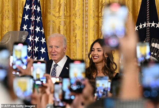 Biden Humors Jessica Alba About Future Job Request During Hispanic Heritage Month Event