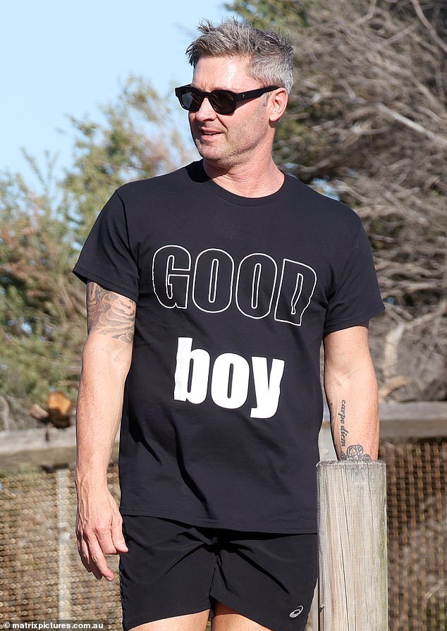 Michael Clarke's Humorous T-Shirt Reflects on Love Life During Workout with Arabella Sherborne