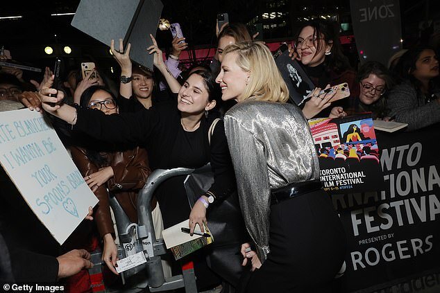 Cate Blanchett Dazzles in Silver and Black Gown at Toronto International Film Festival Premiere