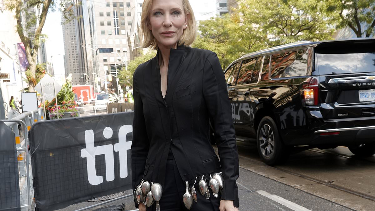 Cate Blanchett Dazzles in Spoon-Adorned Blazer at TIFF, Showcasing Sustainable Fashion Commitment