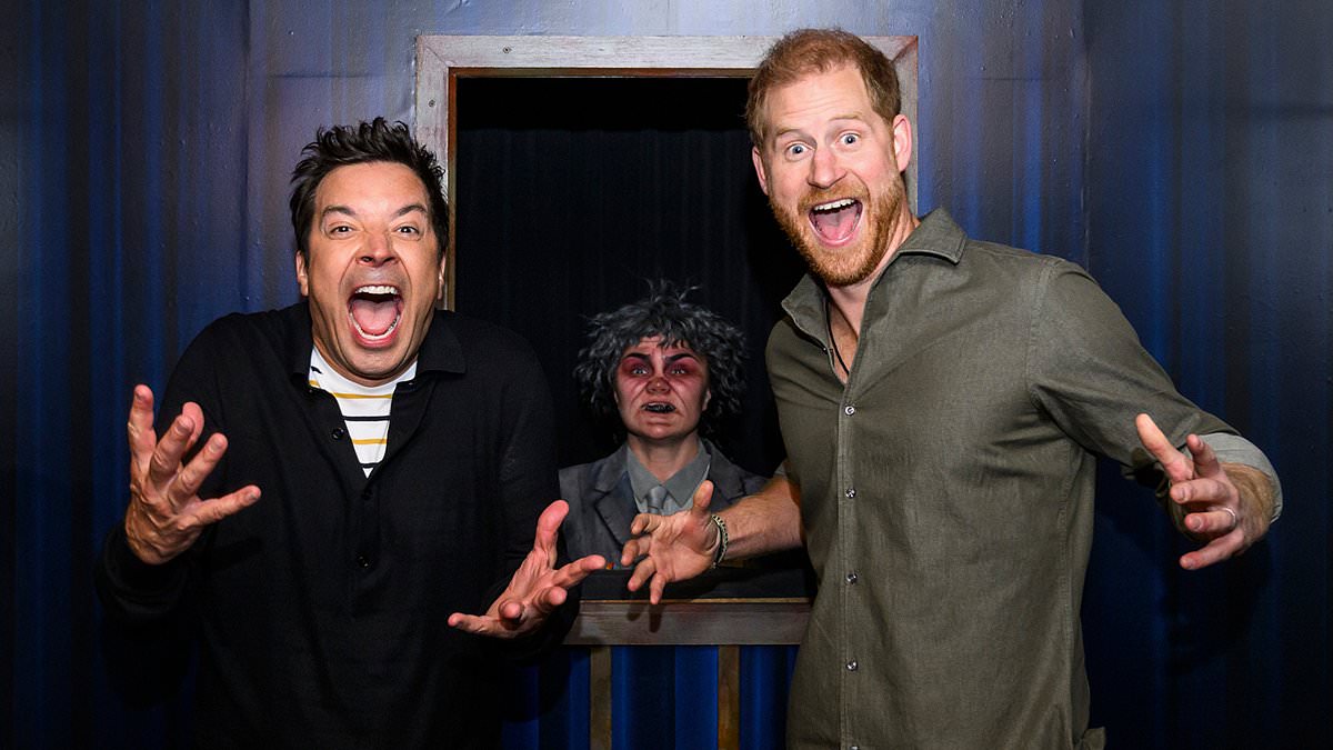 Prince Harry Screams and Jokes in Haunted Maze Segment on Jimmy Fallon's Late-Night Show