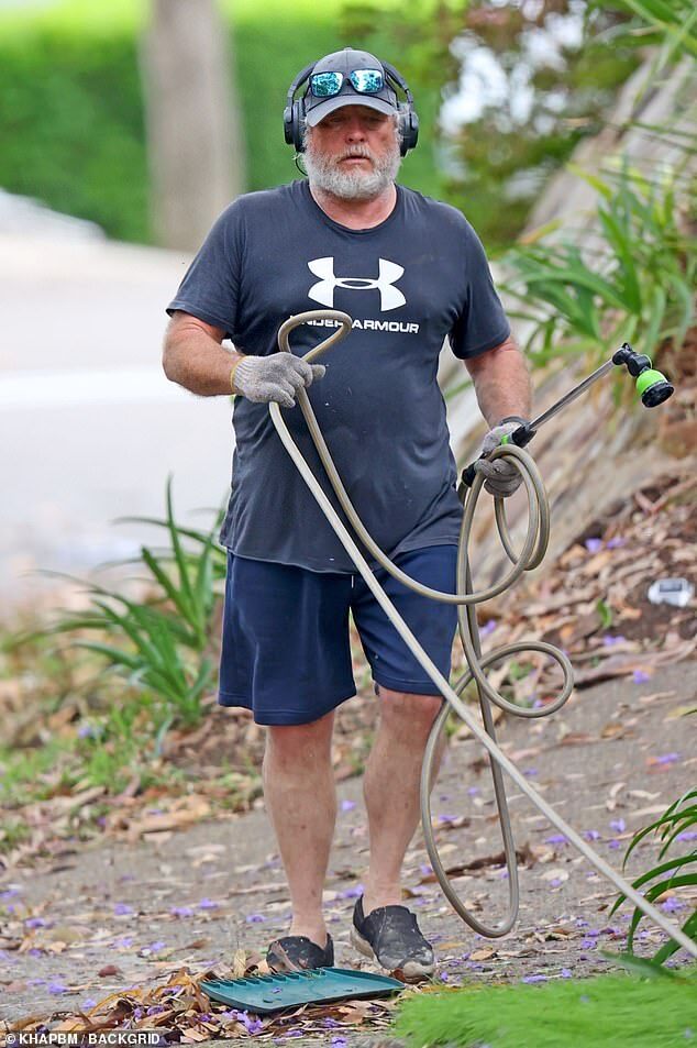 Rarely Seen Aussie Actor Peter Phelps Spotted Incognito Using Leaf Blower in Sydney Suburb