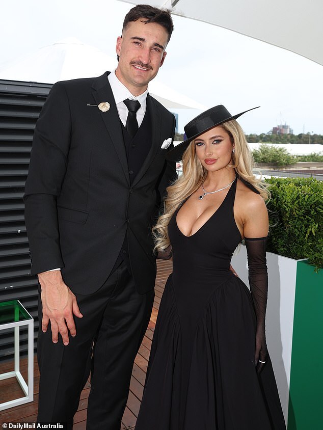 Australia's Hottest WAG Dazzles in Low-Cut Dress at Derby Day with AFL Star Ivan Soldo