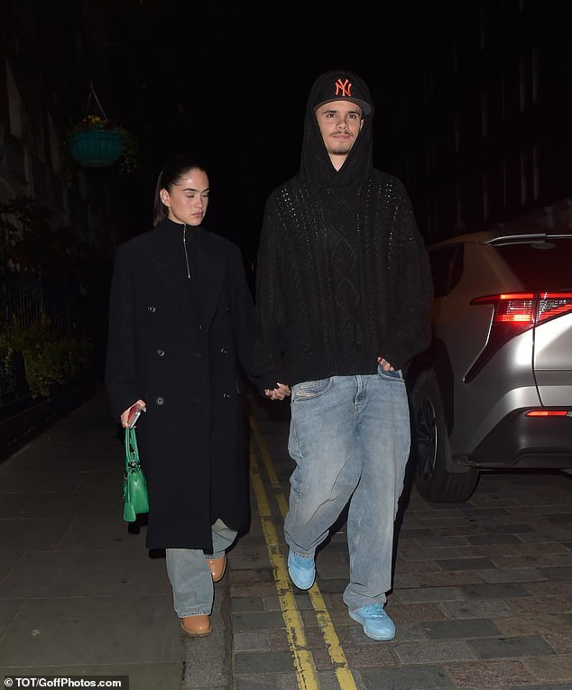 Romeo Beckham and Kim Turnbull go Instagram official with hand in hand arrival at Chiltern Firehouse