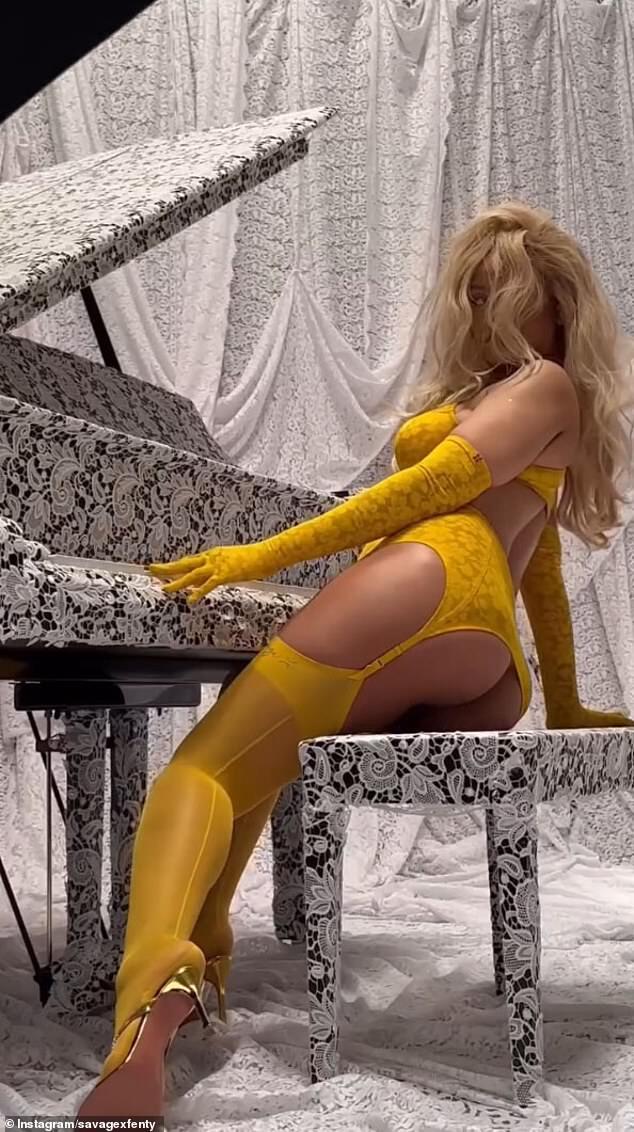 Rihanna Sizzles in Yellow Lace Lingerie for Savage X Fenty Instagram Shoot