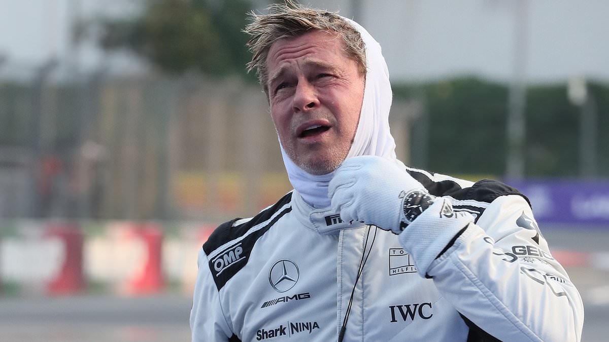 Brad Pitt Reacts to Unexpected Neck Grab and Kiss from Fan at Mexican Grand Prix Event